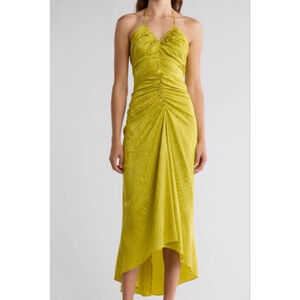 New Veronica Beard Lime Chartreuse High Low Halter Aldana dress 10